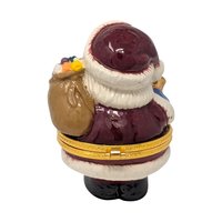 Vintage Santa Trinket Box: Ceramic Hinged Holiday Keepsake Box