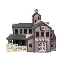 Vintage 1997 Lemax Hereford's Barn: Dickensvale Porcelain Lighted House