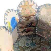 Vintage Stitched Card Vase: Laced Greeting Card Folk Art Decor