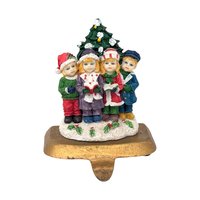 Vintage K's Collection Stocking Holder Set: 4pc Santa Caroler Bear Mouse Figures