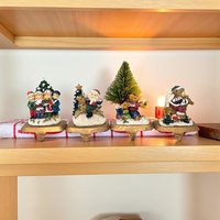 Vintage K's Collection Stocking Holder Set: 4pc Santa Caroler Bear Mouse Figures