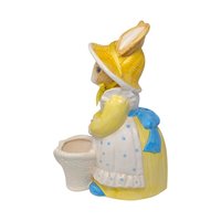 Vintage 1990s Dept 56 Rabbit Planter: Ceramic Bunny Figure in Bonnet