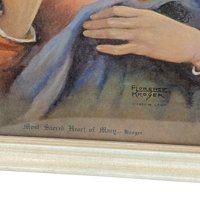 Vintage 1952 Sacred Heart Pair: Florence Kroger Jesus and Mary Wall Hangings