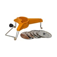 Vintage Mouli-Julienne Slicer: Orange Kitchen Gadget with 5 Discs