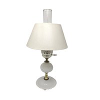 Vintage Milk Glass Hurricane Lamp: Hobnail Electric Table Light with Shade
