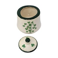 Vintage Irish Shamrock Tea Set: Pottery Teapot, Creamer, and Sugar