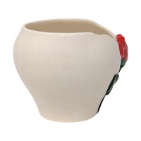 Vintage Alaskan Rose Planter: Ceramic Pot with Red Rose Relief