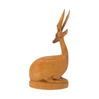Carved Wood Gazelle Statue: Vintage Antelope Figure
