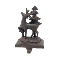 Cast Iron Reindeer Stocking Holders: Vintage Christmas Mantel Pair