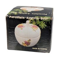 Vintage Floral Trinket Dish: Japanese Porcelain Lidded Pot