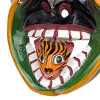Vintage 1980s Tarascan Devil Mask: Mexican Folk Art Hand Carved Wood Diablo