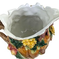 Vintage 1991 Fitz and Floyd Autumn Splendor Pitcher: Ceramic Pumpkin Vase