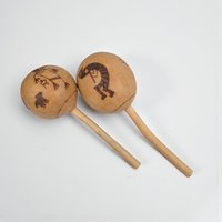 Vintage Gourd Maracas Set: Hand Drawn Kokopelli & Deer Shakers, Southwestern Decor