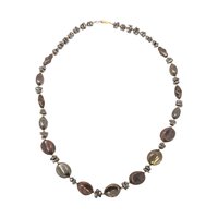 Vintage Beaded Necklace: Chunky Brown and Gunmetal Tones