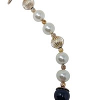 Vintage George Beaded Necklace: Navy Blue Glass and Faux Pearl