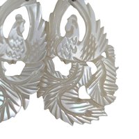 Vintage Carved Shell Bird Earrings: Mother of Pearl Clip On Dangles