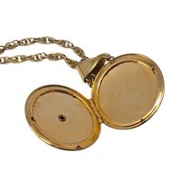 Vintage Pink Rose Locket Necklace: Gold Tone Ornate Floral Jewelry