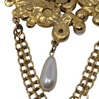 Vintage 80s Maximalist Brooch: Couture Style Jewel & Pearl Dangle Pin