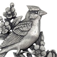 Vintage 1980s JJ Cardinal Brooch: Jonette Jewelry Silver Tone Bird Pin