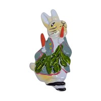 Vintage Enamel Rabbit Brooch: Peter Rabbit Style Figural Pin