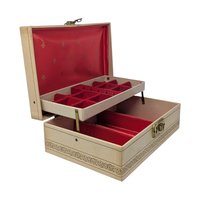 Vintage 1960s Cream Jewelry Box: Cantilever Storage Case with Red Interior