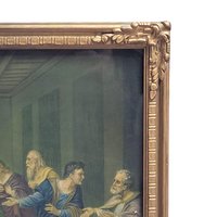 Vintage C. Baronzetti Last Supper Print: Ornate Gold Frame Religious Art