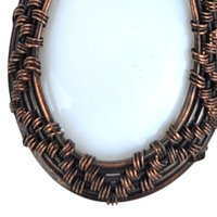Handmade Copper Chalcedony Pendant: White Wire Wrapped Stone