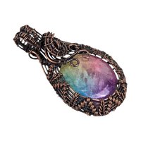 Rainbow Solar Quartz Pendant: Handmade Copper Wire Wrapped Jewelry