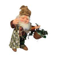 Vintage Irish Gnome Figure: Folklore Fairy Doll with Basket