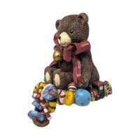 Vintage Bear Shelf Sitter Figurine: Resin Christmas Candy Decor