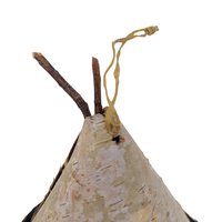 Vintage Handmade Birch Bark Ornaments: Teepee and 8 Canoe Set