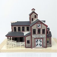 Vintage 1997 Lemax Hereford's Barn: Dickensvale Porcelain Lighted House