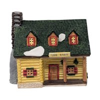 Vintage 1993 Lemax Log Cabin: Dickensvale Porcelain Lighted House