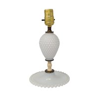 Vintage Milk Glass Hobnail Lamp: Mid Century Boudoir Light White Accent Lighting