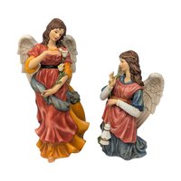 Vintage Grandeur Noel Nativity Angels: Set of 2 Ceramic Christmas Figures