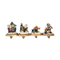 Vintage K's Collection Stocking Holder Set: 4pc Santa Caroler Bear Mouse Figures