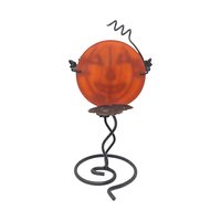 Vintage Dept 56 Jack-O'-Lantern Votive Holder: Glass Pumpkin Metal Stand