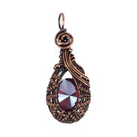 Faceted Crystal Copper Pendant: Handmade Wire Wrapped Jewelry