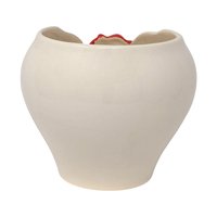 Vintage Alaskan Rose Planter: Ceramic Pot with Red Rose Relief