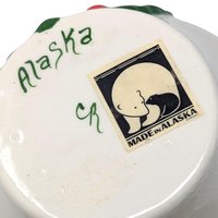 Vintage Alaskan Rose Planter: Ceramic Pot with Red Rose Relief