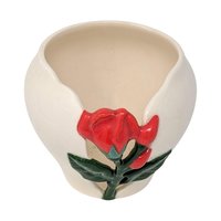 Vintage Alaskan Rose Planter: Ceramic Pot with Red Rose Relief