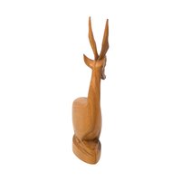 Carved Wood Gazelle Statue: Vintage Antelope Figure