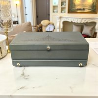 Vintage Lady Buxton Jewelry Box: Large Blue Green Organizer