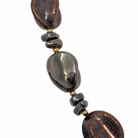 Vintage Beaded Necklace: Chunky Brown and Gunmetal Tones