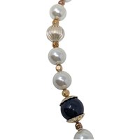 Vintage George Beaded Necklace: Navy Blue Glass and Faux Pearl