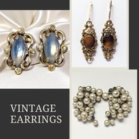 Vintage Earring Collection Your Choice: Faux Pearl, Moonglow, or Tiger Eye