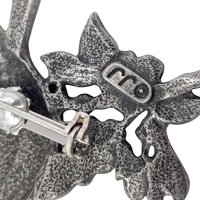 Vintage 1980s JJ Cardinal Brooch: Jonette Jewelry Silver Tone Bird Pin