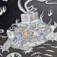 Set of 4 Vintage Korean Abalone Panels: Four Auspicious Creatures Art