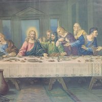 Vintage C. Baronzetti Last Supper Print: Ornate Gold Frame Religious Art