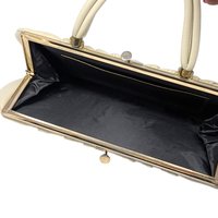 Vintage 1950s Cream Frame Handbag: Pleated Top Handle Purse